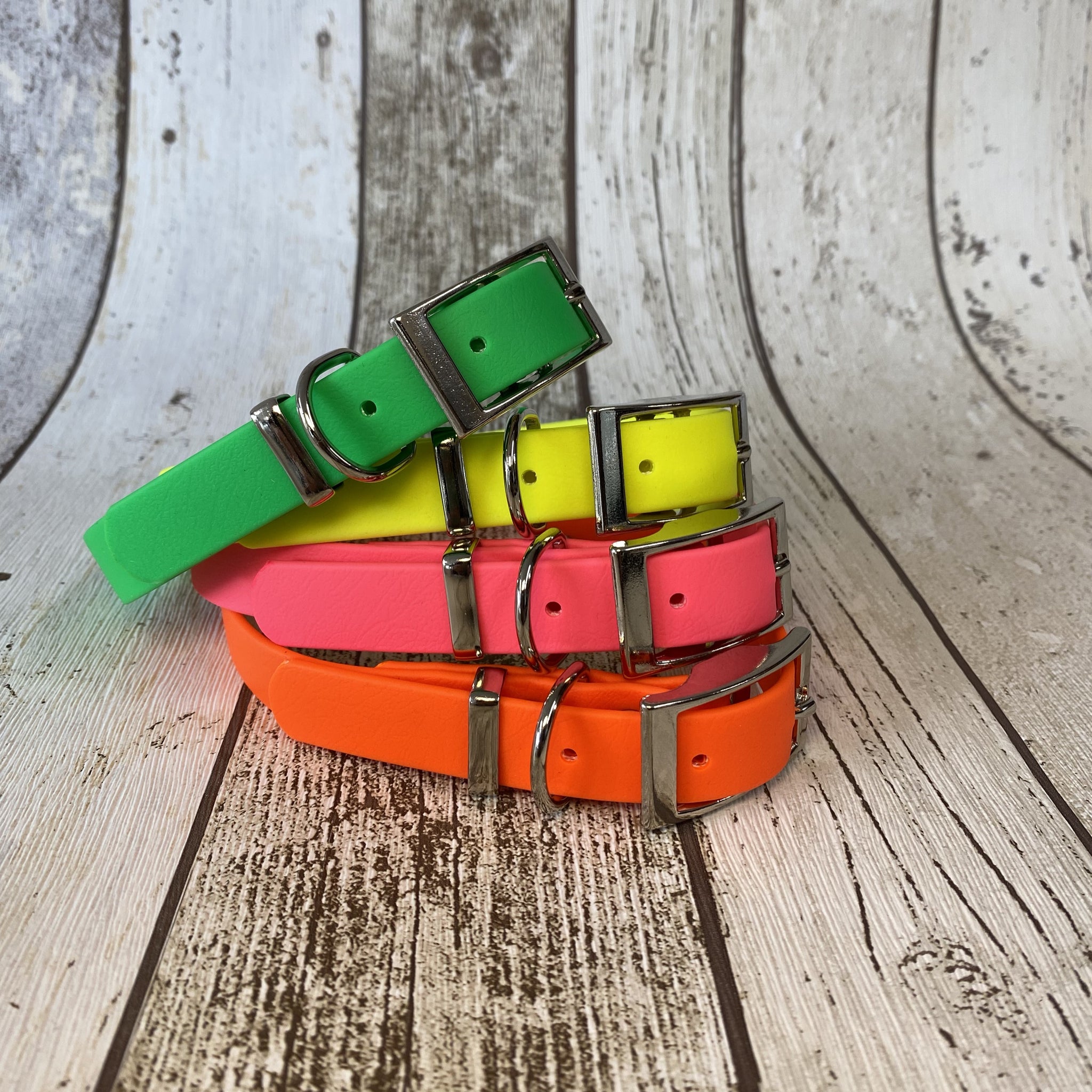 Dog Collar Leather and Biothane store Natural Veg-Tanned and Hot Pink